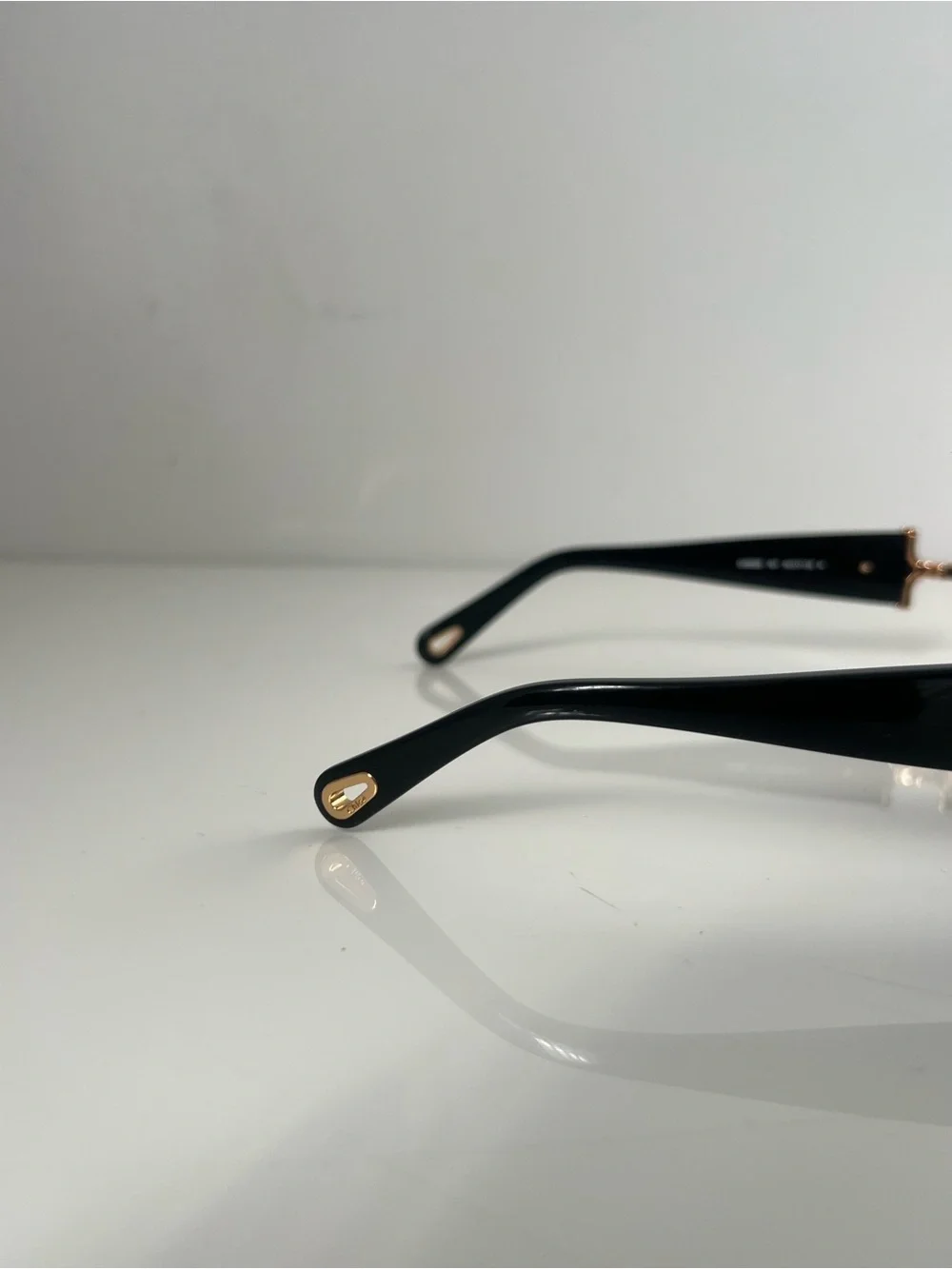 Chloe Gold Frame Black Oval Round Lens Women's Sunglasses